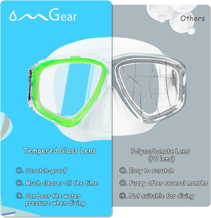 OMGear Goggles Kids Swimming Silicone Swim Mask Snorkeling Gear for Kids Tempered Glass Snorkel Goggles with Nose Cover Scuba Diving Goggles with Cute Neoprene Mask Strap Cover - Image 5